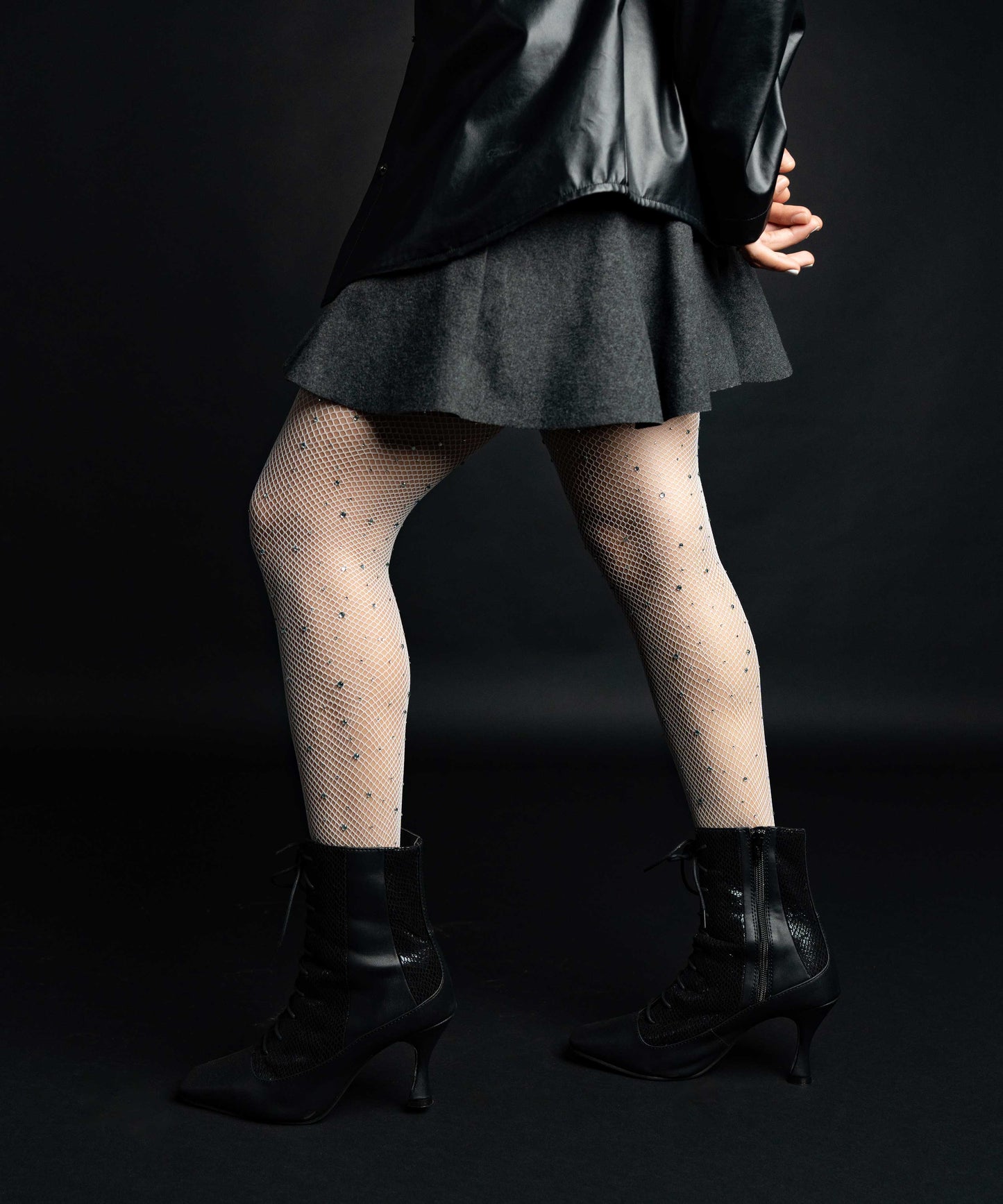 White Rhinestone Stockings