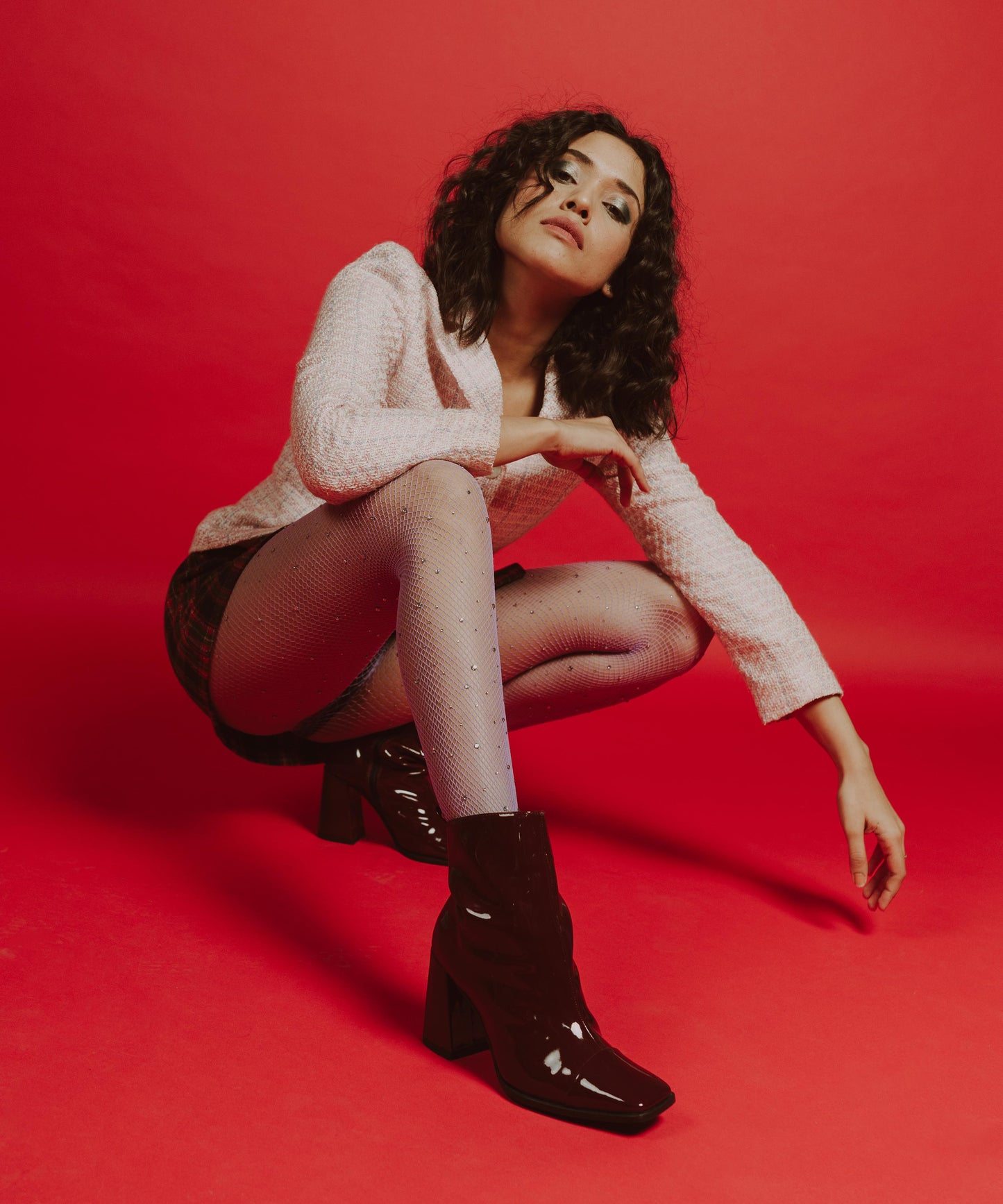 Purple Rhinestone Stockings