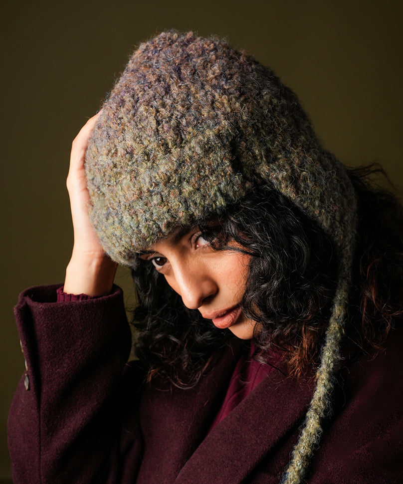 Beanie with Knot - Moss Green