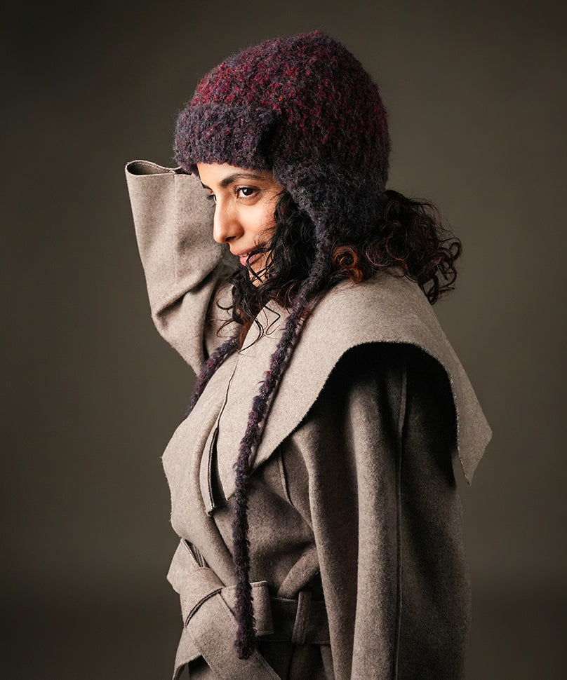 Beanie with Knot - Plum