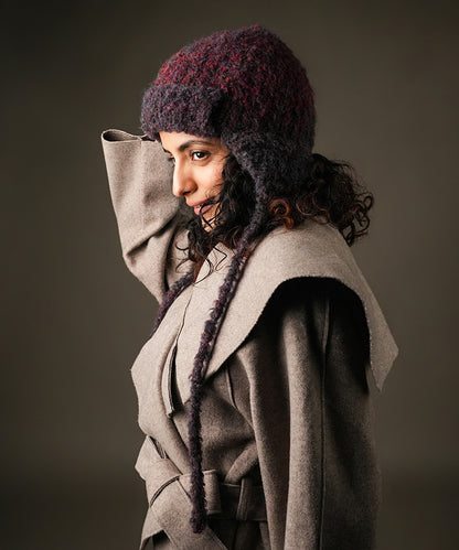 Beanie with Knot - Plum