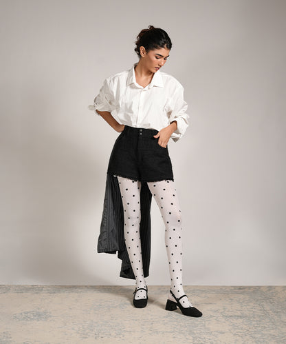 Polka Dot Sheer Stockings - White & Black
