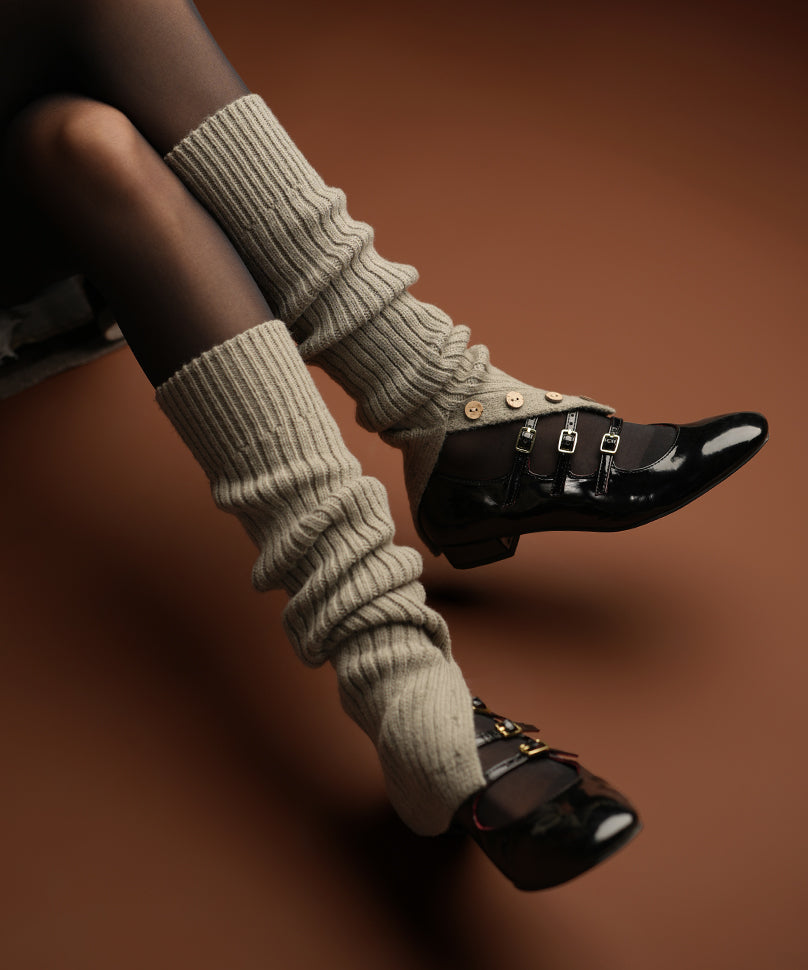 Leg Warmers – Grey | Soft Knit, Versatile Layered - Theater