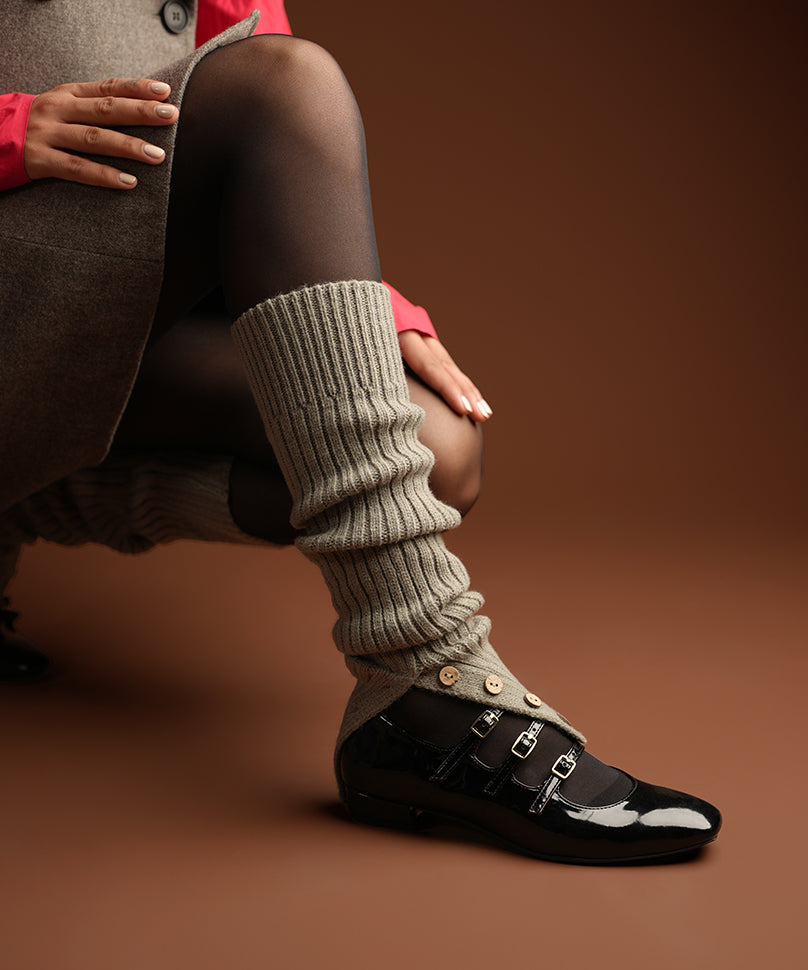 Leg Warmers – Grey | Soft Knit, Versatile Layered - Theater