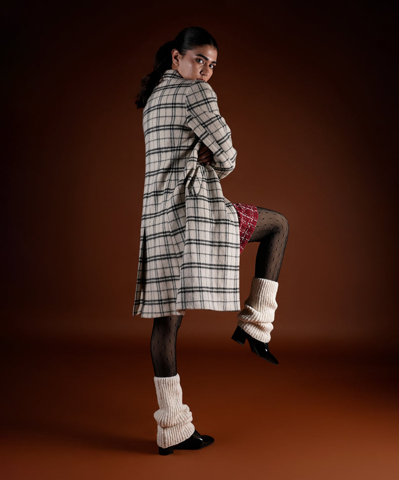 Melange Ribbed Leg Warmer - White