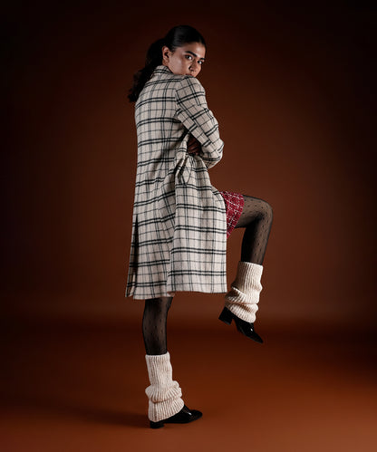 Melange Ribbed Leg Warmer - White