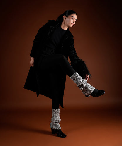 Melange Ribbed Leg Warmer - Dark Grey
