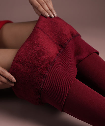 Bordeaux Fur Stockings