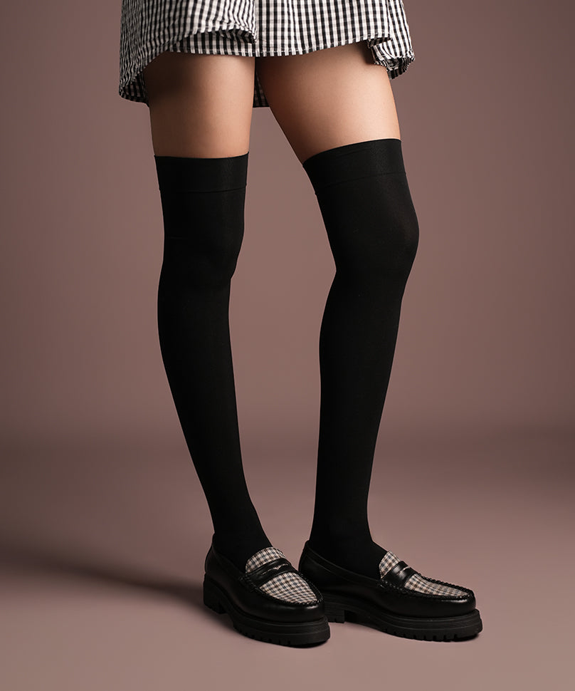 Charcoal Thigh High Stockings