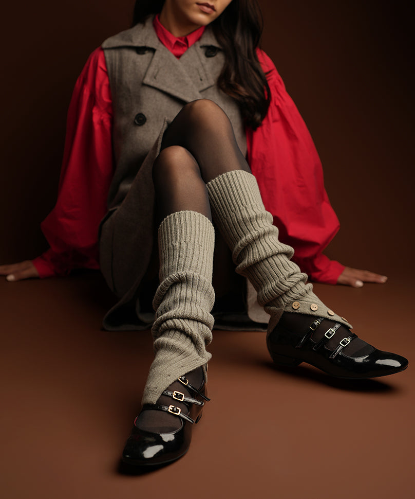 Leg Warmers – Grey | Soft Knit, Versatile Layered - Theater