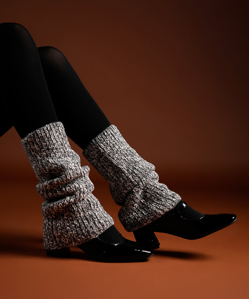 Melange Ribbed Leg Warmer - Dark Grey