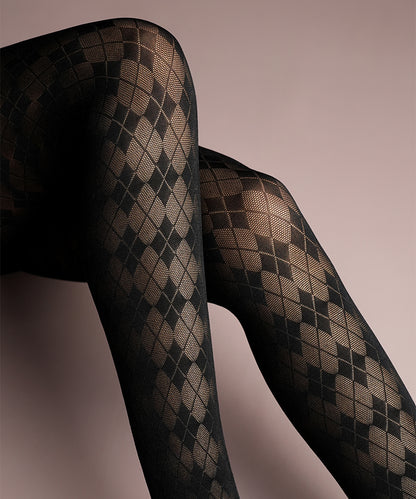 Sheer Black Argyle Stockings