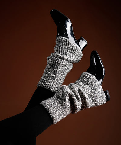 Melange Ribbed Leg Warmer - Dark Grey