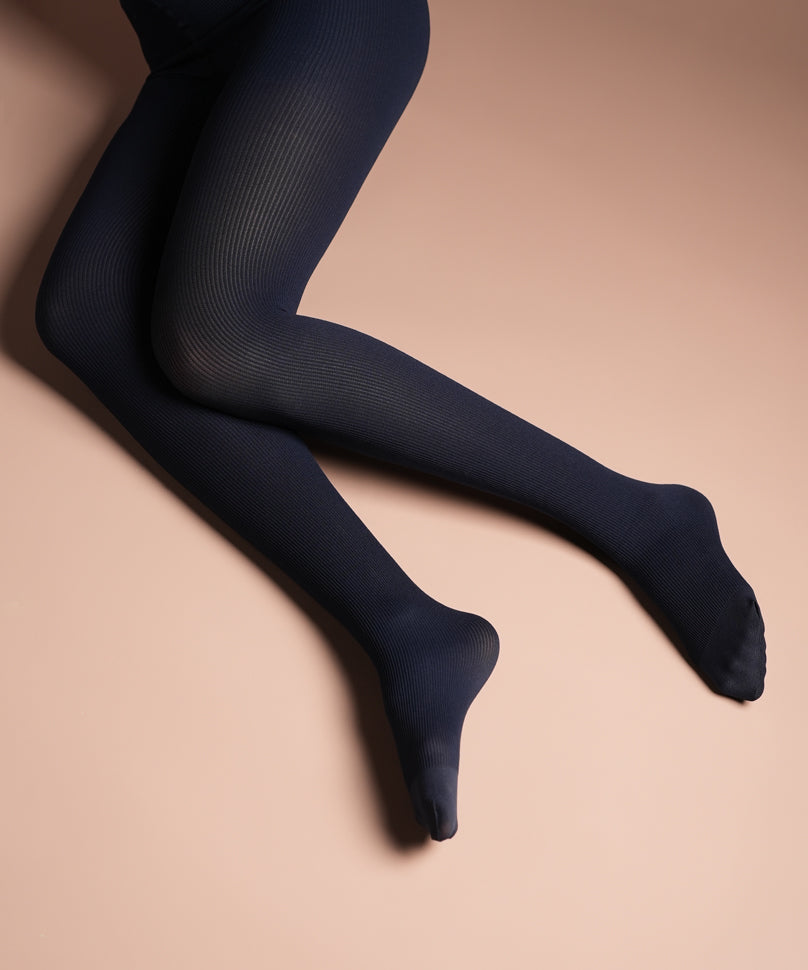 Navy Ribbed Stockings
