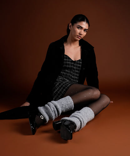 Mink Fur Leg Warmers - Grey