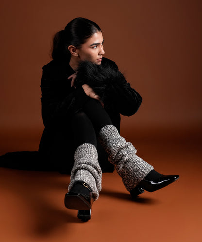 Melange Ribbed Leg Warmer - Dark Grey