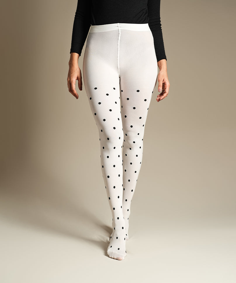Polka Dot Sheer Stockings - White & Black