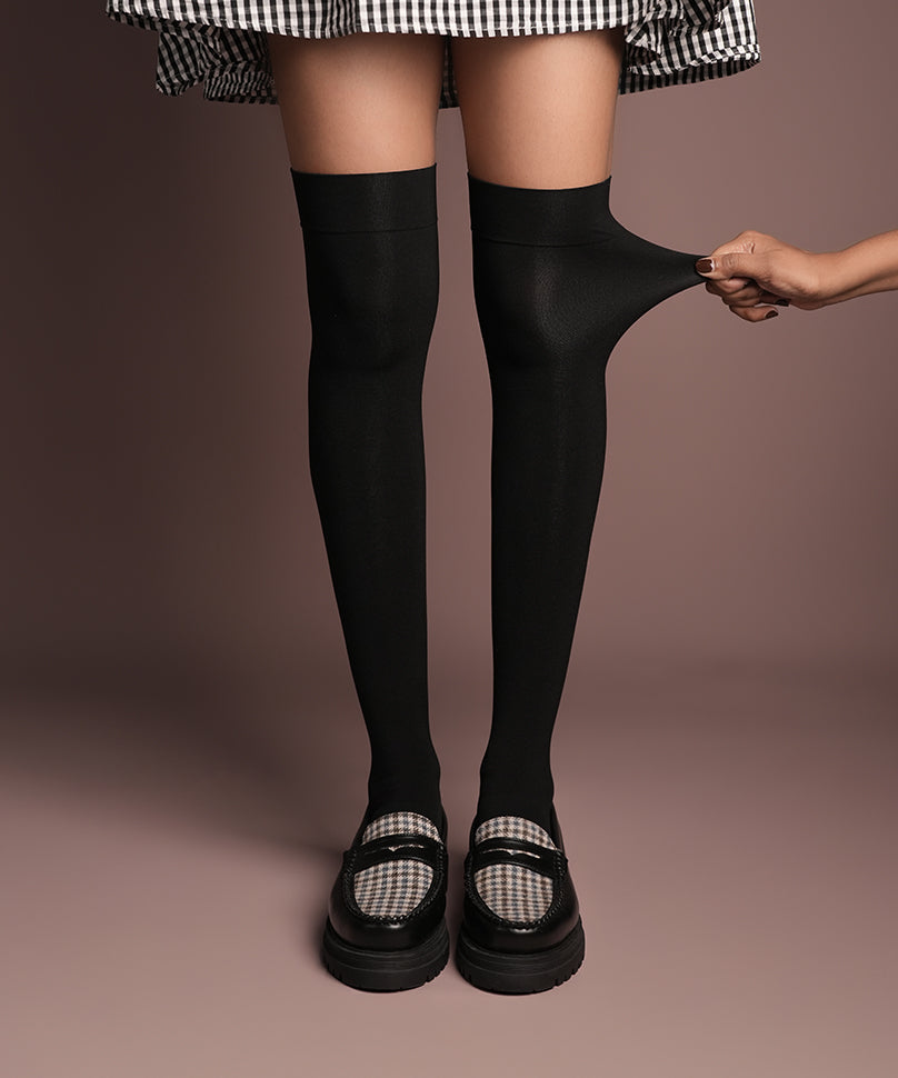 Charcoal Thigh High Stockings