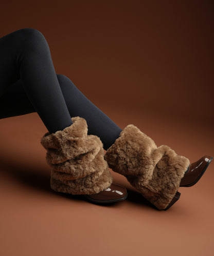 Short Fur Leg Warmer - Brown