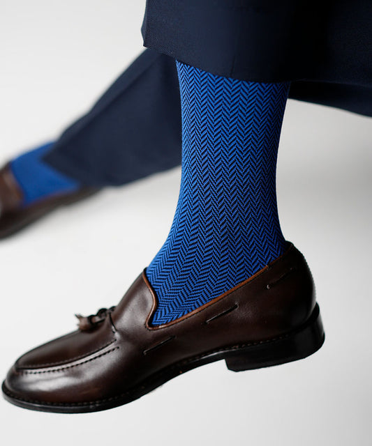 Royal Blue Herringbone