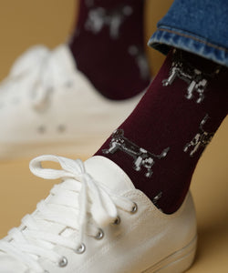 Maroon Beagle Socks