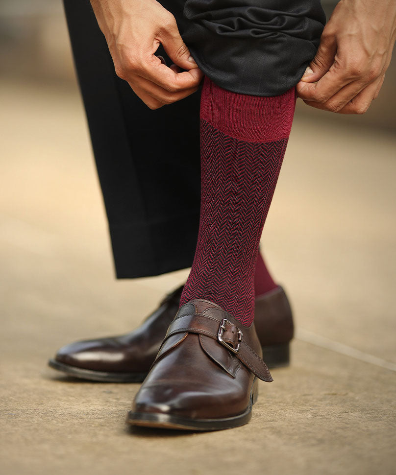 Maroon Herringbone