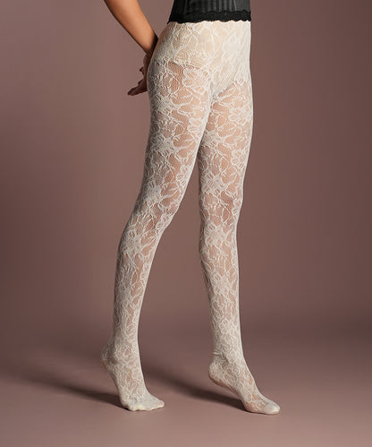 Elizabeth Lace Stockings - White