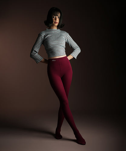 Maroon Ribbed Stockings