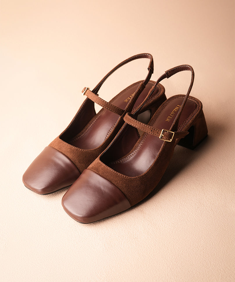 Twiggy Madame Sousatzka - Suede Heels with Comfort Insole & Strap