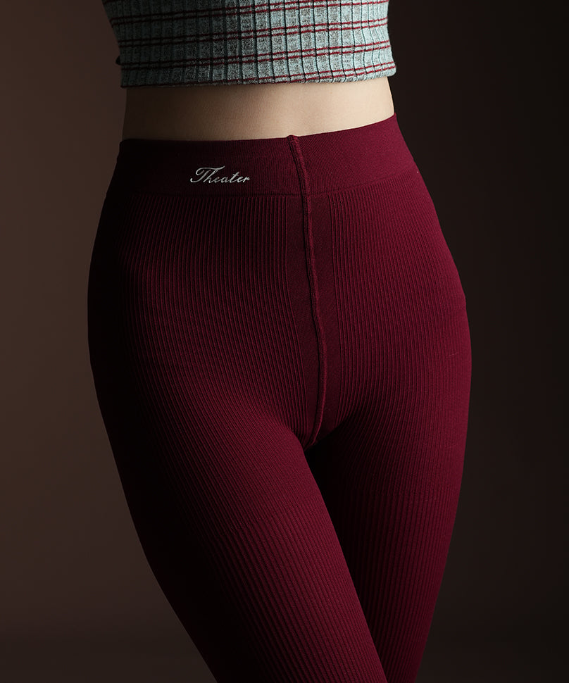 Maroon Ribbed Stockings