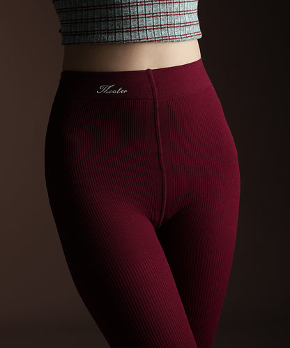 Maroon Ribbed Stockings