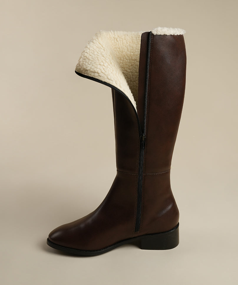 Huskies - Brown Knee-High Boots with Fur – Theater.xyz