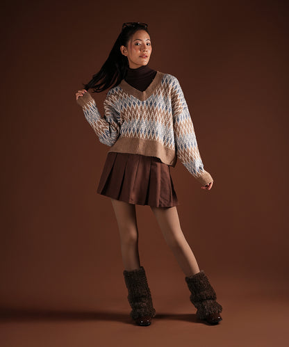 Plush Ribbed Leg Warmer - Brown