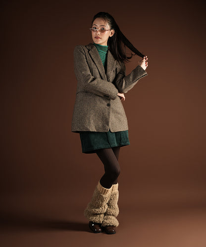 Banded Plush Ribbed Leg Warmer - Light Brown