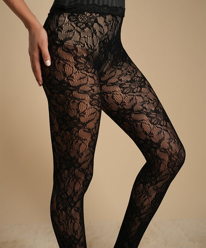Elizabeth Lace Stockings - Black