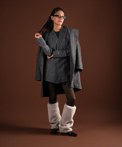 Ribbed Fur Leg Warmer - Light Grey