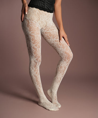 Elizabeth Lace Stockings - White