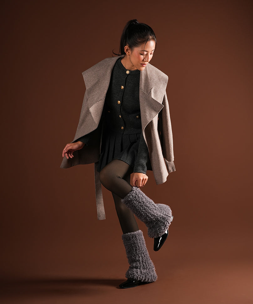 Plush Ribbed Leg Warmer - Grey