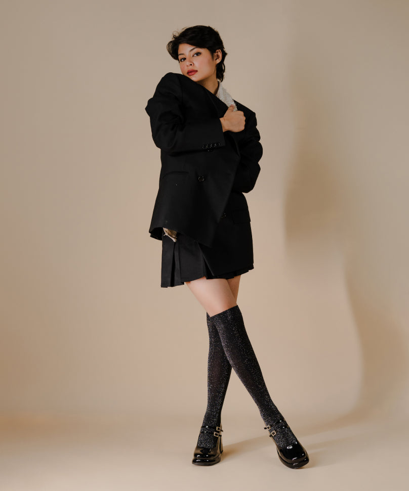 Shimmer Thigh High Black
