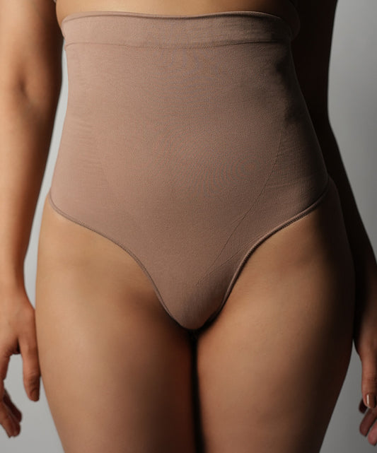 High Waisted Thong - Brown