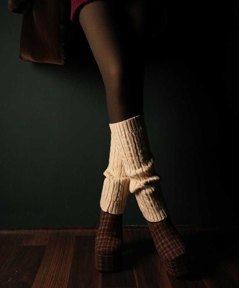 Cable Knit Leg Warmer - Cream
