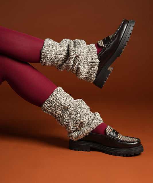 Melange Ribbed Leg Warmer - Light Grey