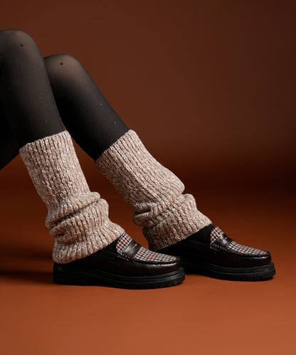 Melange Ribbed Leg Warmer - Khakhi