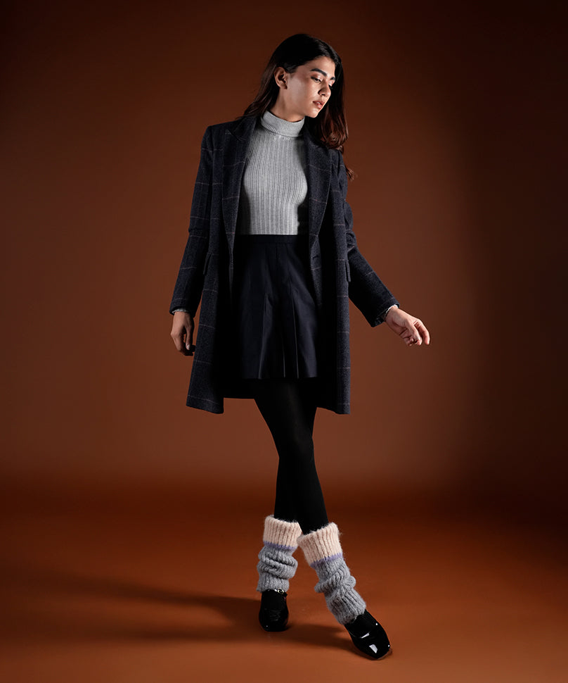 Color Block Cuff Leg Warmer - Light Grey