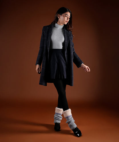 Color Block Cuff Leg Warmer - Light Grey