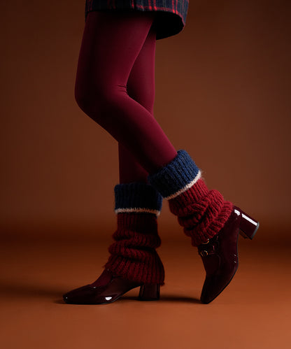 Color Block Cuff Leg Warmer - Red