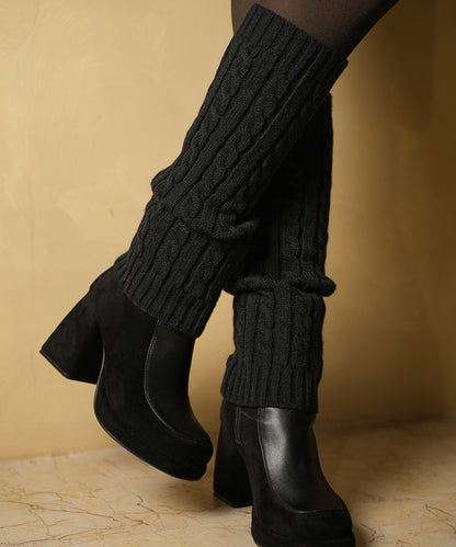 Cable Knit Leg Warmer - Black