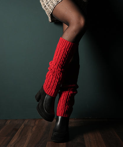Cable Knit Leg Warmer - Red