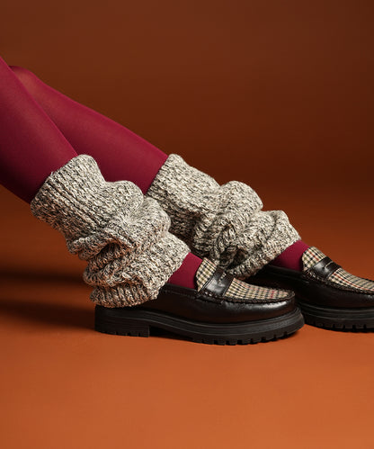 Melange Ribbed Leg Warmer - Light Grey