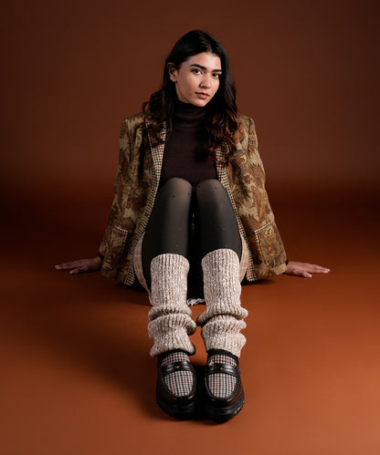 Melange Ribbed Leg Warmer - Khakhi